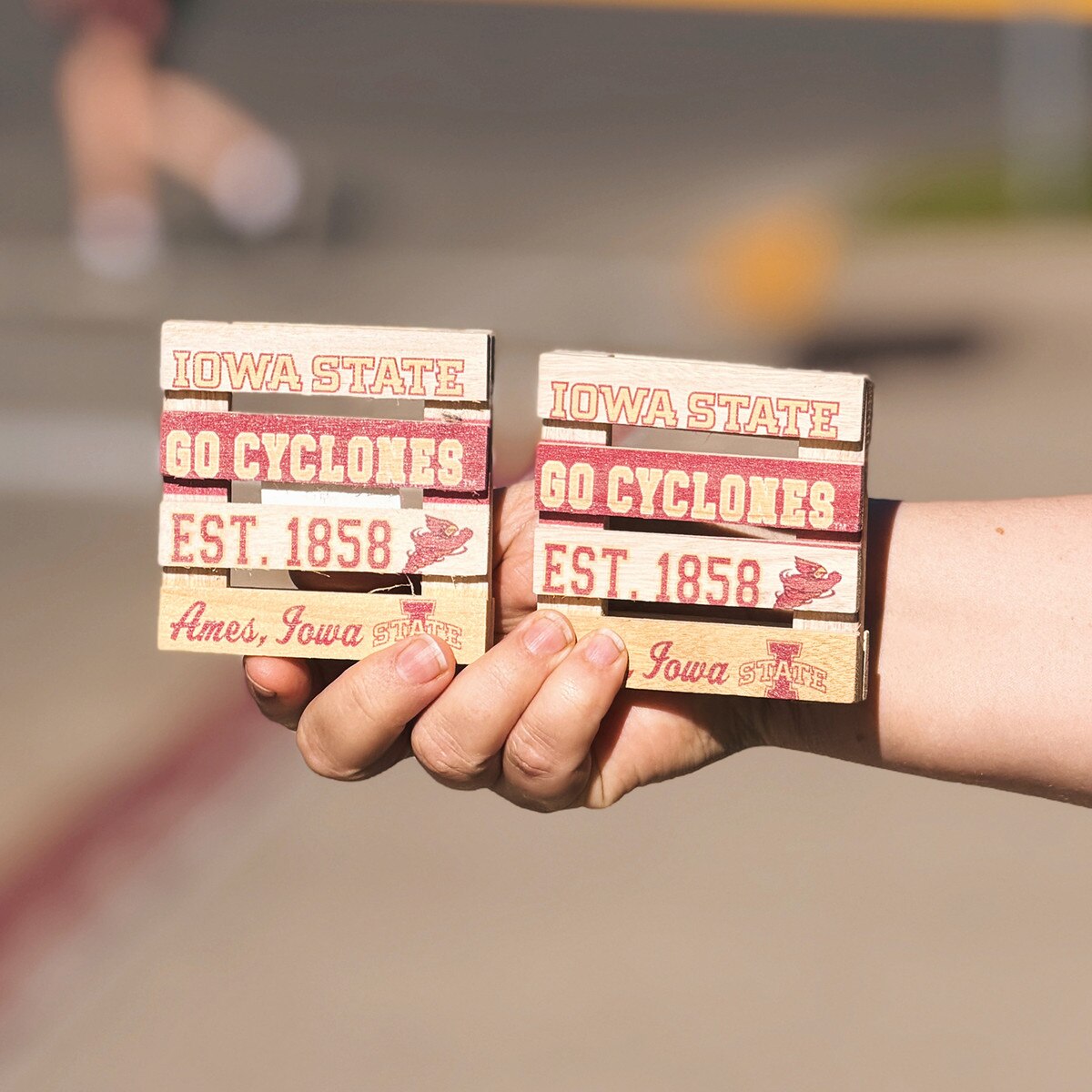 Walking Cy Iowa State Cyclones Pallet Coasters 2-Pack 4-inch x 4-inch